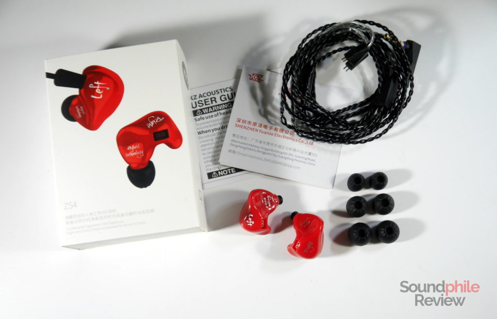 KZ ZS4 packaging and accessories