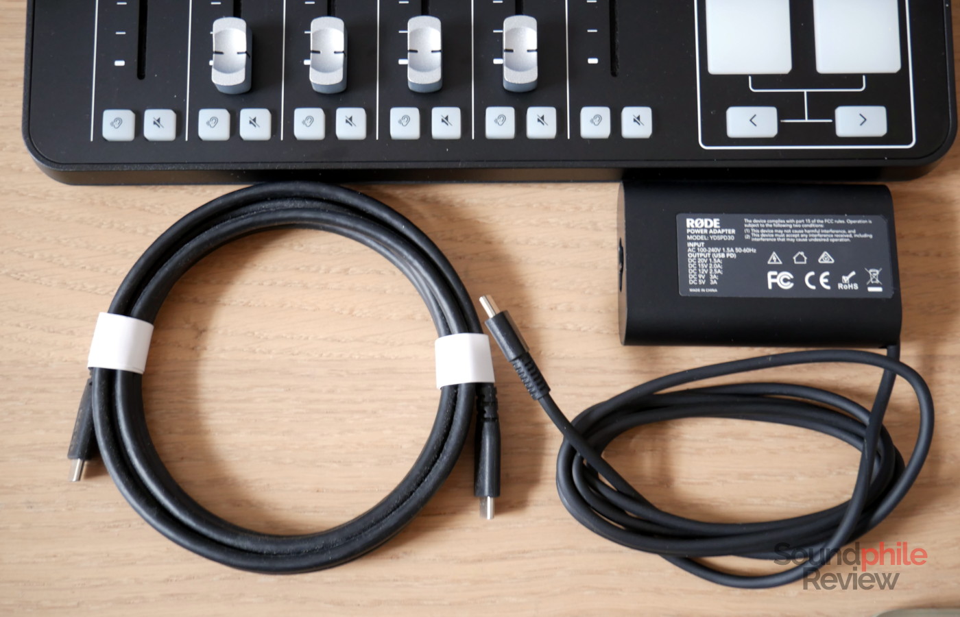 The RØDECaster Pro II comes with just a USB-C to USB-C cable and the power supply.