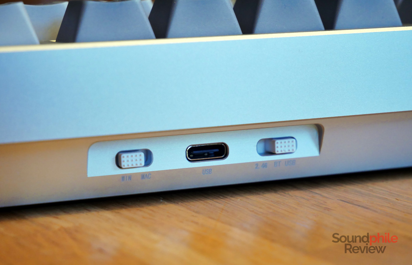 The back of the KiiBoom Moonshadow V2 hosts the layout and connection switches