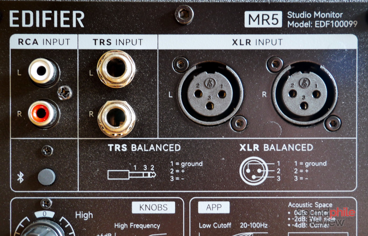 The Edifier MR5 takes balanced XLR and 6.3 mm jack connections on top of the usual RCA