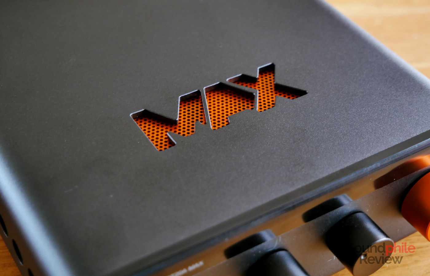 The Fosi Audio BT20A Max has a vent on top in the shape of "MAX"