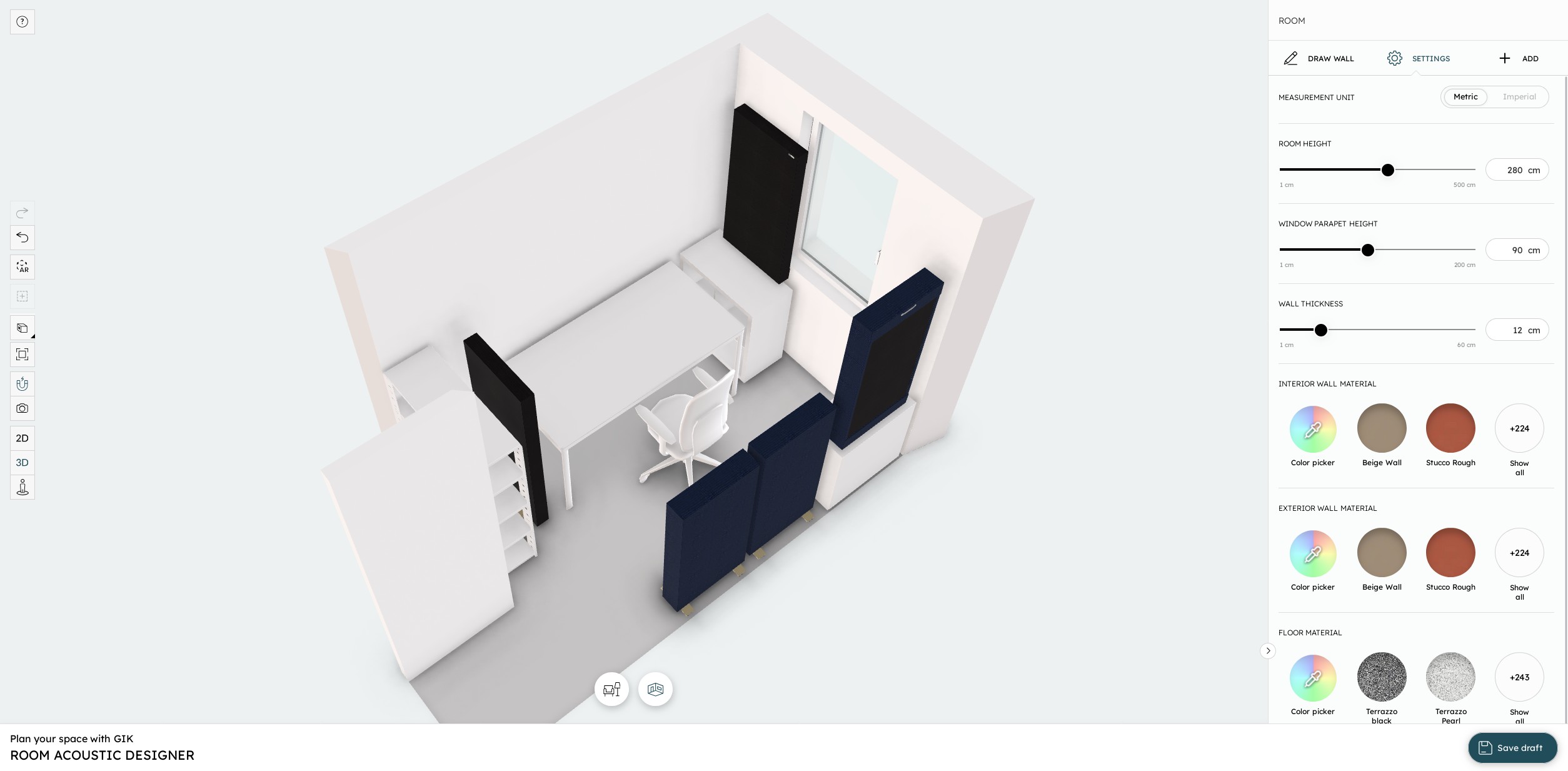 Screenshot of the GIK Acoustics room designer