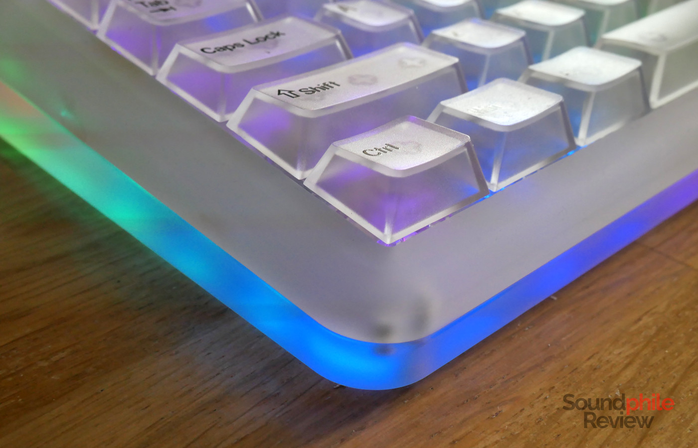 The RGB LEDs on the bottom make the bottom half of the KiiBoom Phantom81 v4 light up.